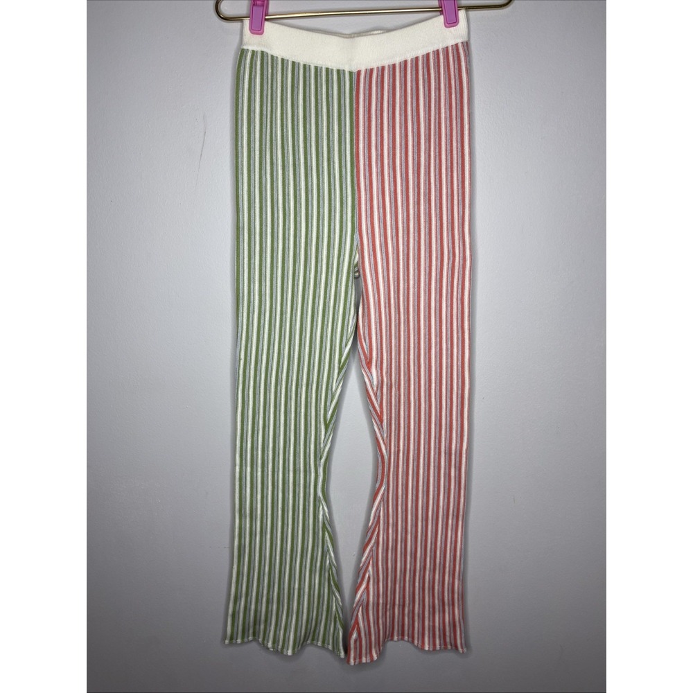 YLLW Yellow the Label Wyla Striped Knit Bell Bottom Pant Sz 8‎